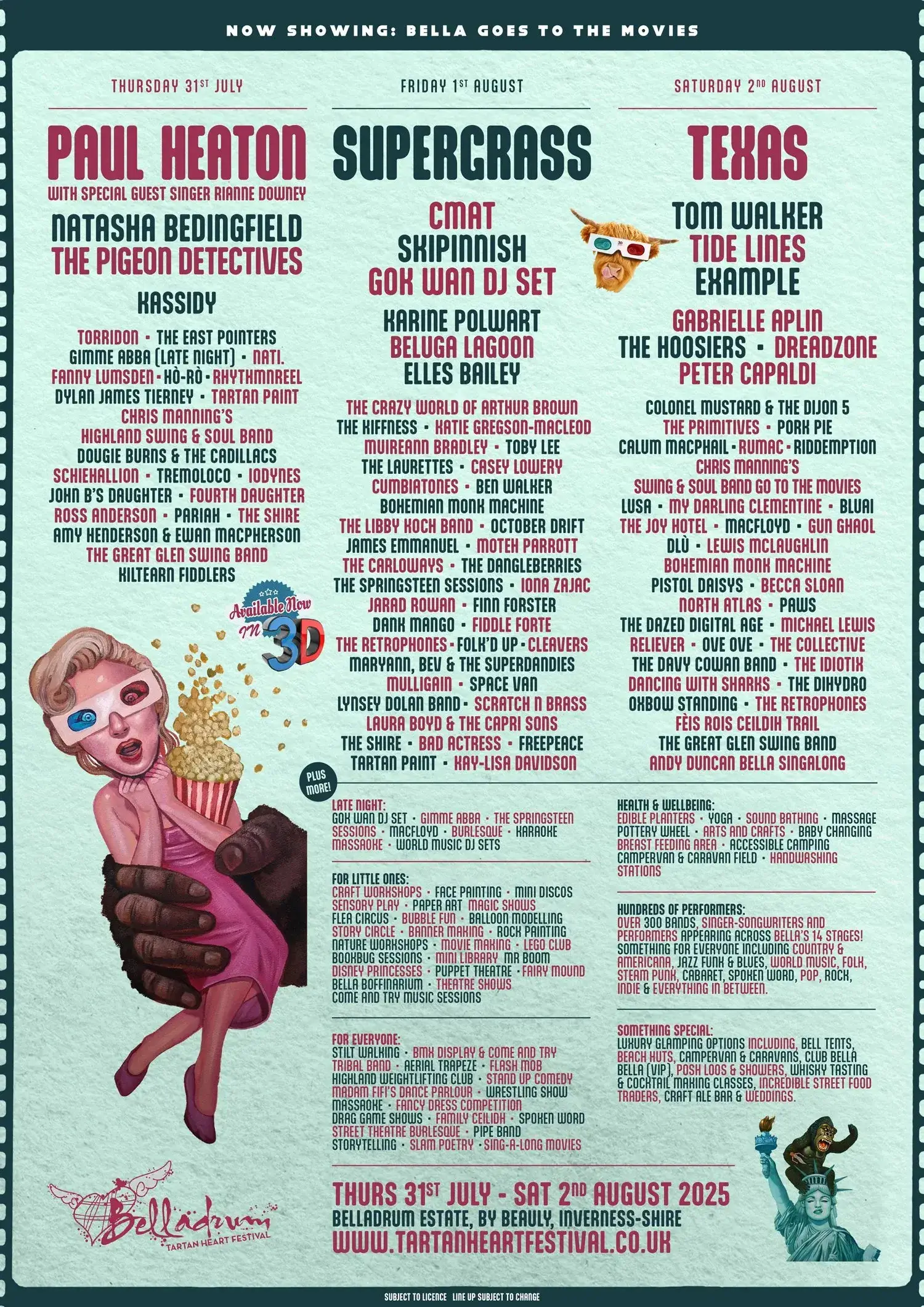 This image is courtesy of Belladrum Tartan Heart festival, showing you which acts are scheduled for 2025.
