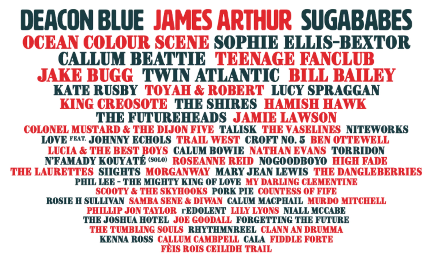 This image is courtesy of Belladrum Tartan Heart festival, showing you which acts are scheduled for 2024.