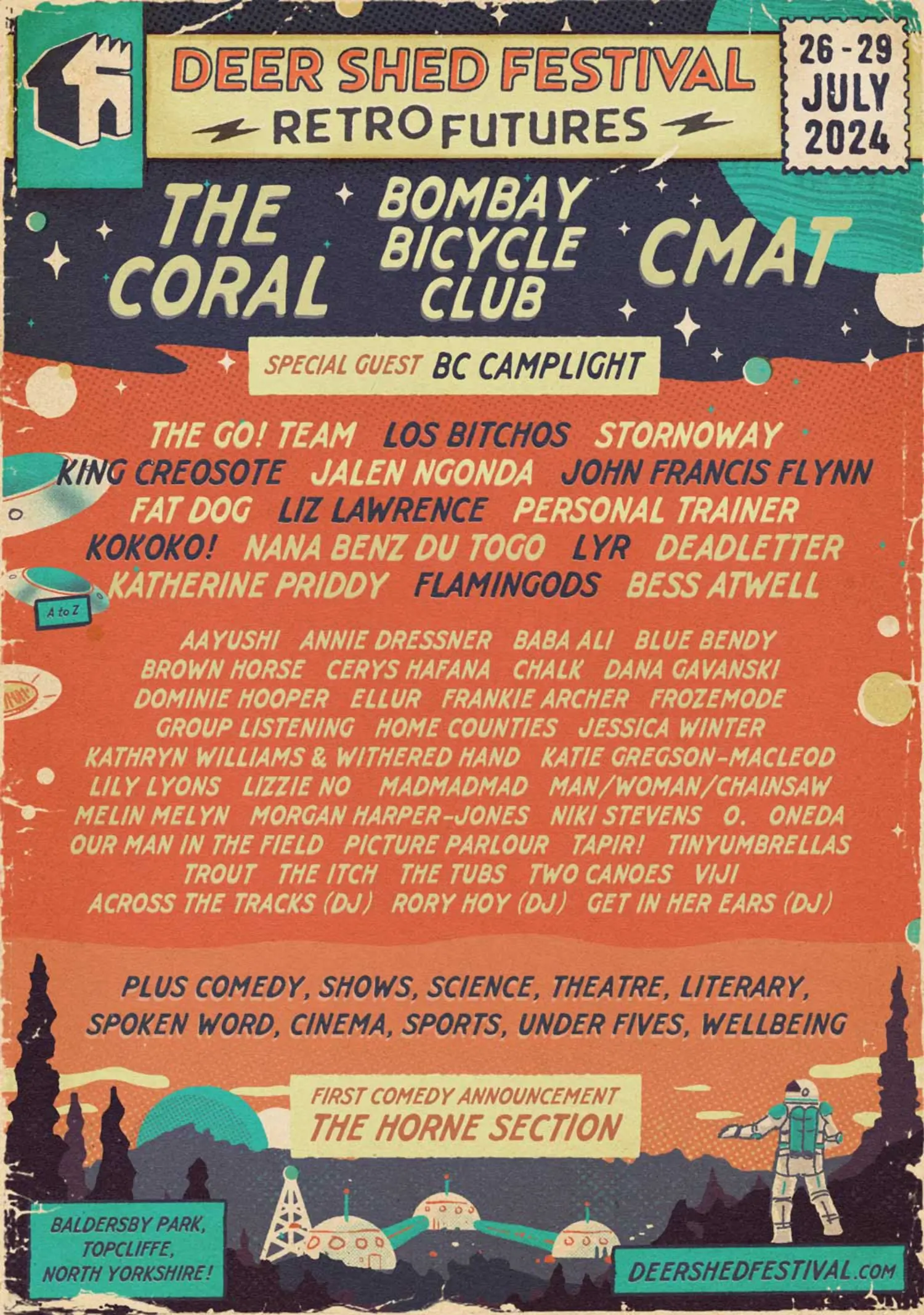 This image is courtesy of Deer Shed festival, showing you which acts are scheduled for 2024.