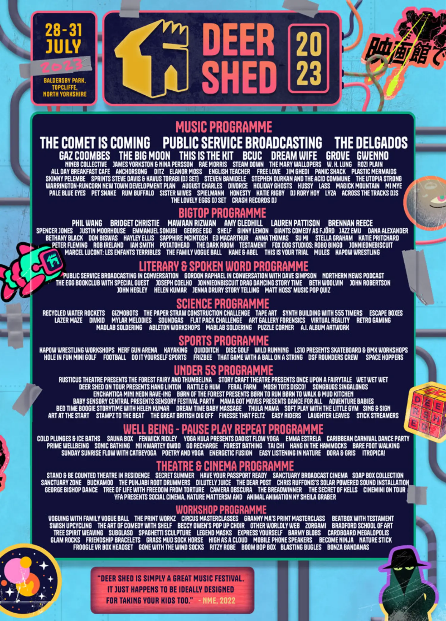 This image is courtesy of Deer Shed festival, showing you which acts are scheduled for 2023.