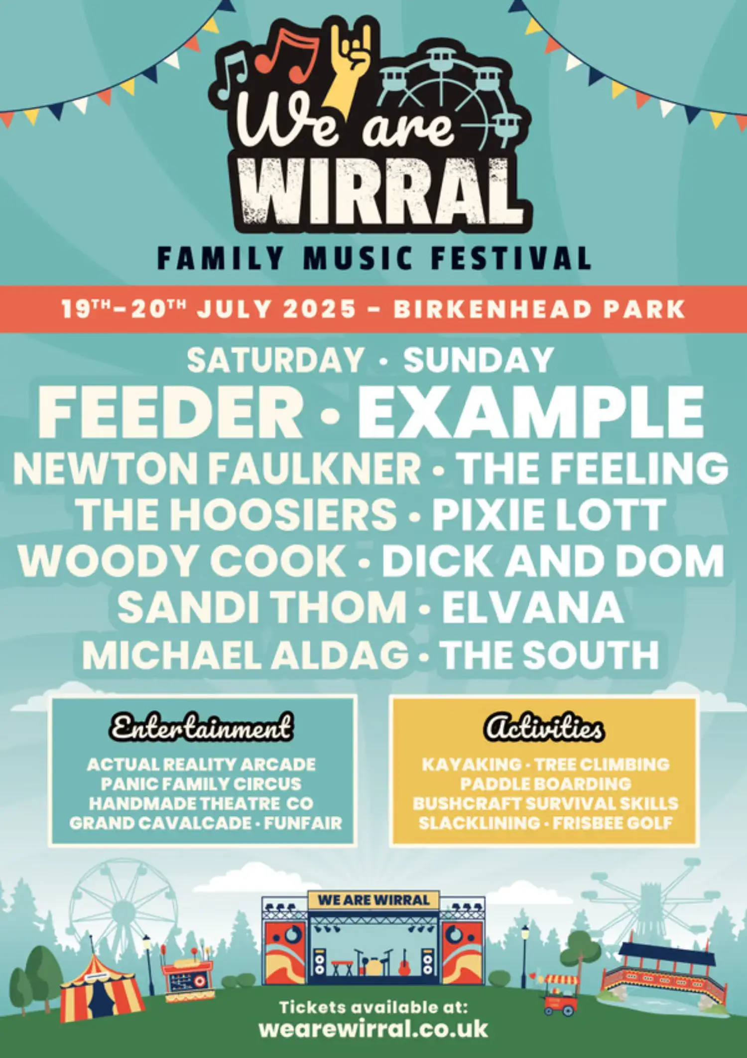 This image is courtesy of We Are Wirral festival, showing you which acts are scheduled for 2026.
